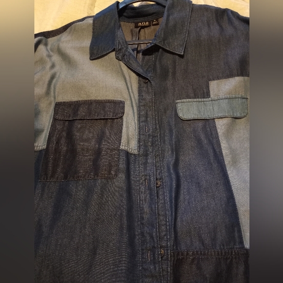 A.N.A. A New Approach Denim Patchwork Burron Down - Picture 4 of 7